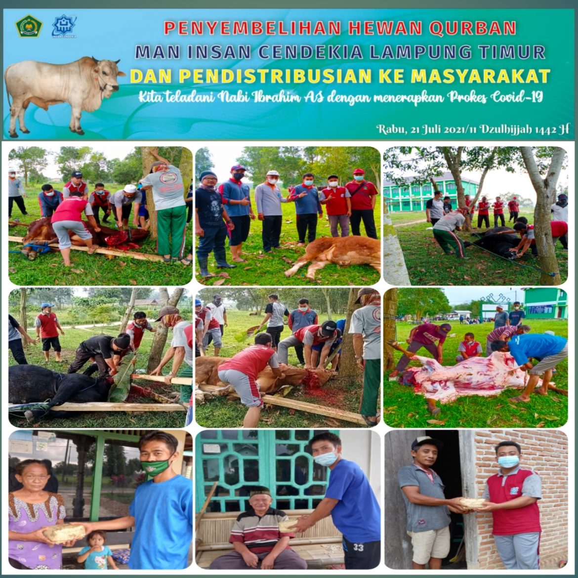 MAN IC LAMPUNG TIMUR Laksanakan Pemotongan Hewan Kurban Di Masa Pandemi Covid-19