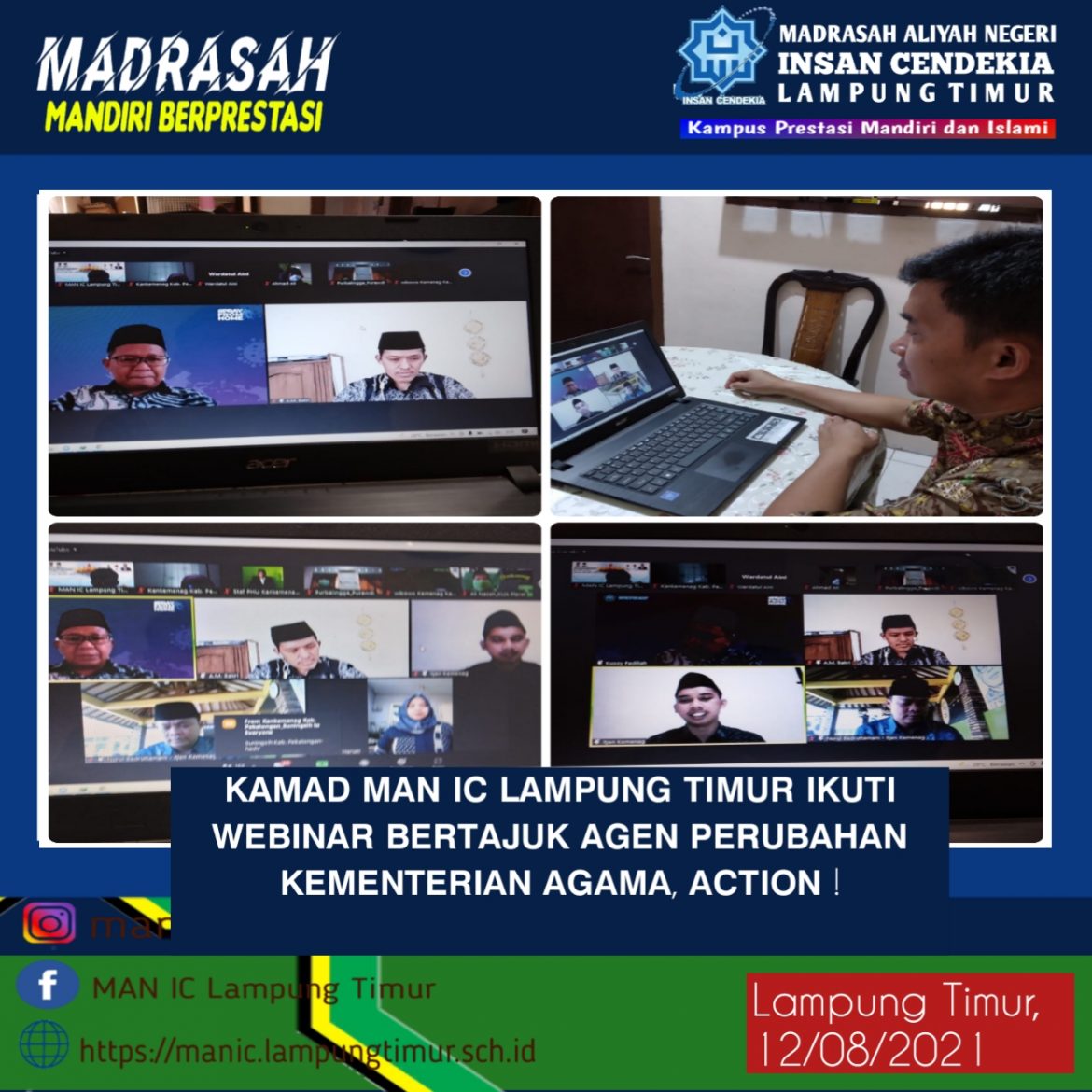 Kamad MAN IC Lampung Timur Ikuti Webinar Bertajuk Agen Perubahan Kementerian Agama, Action!