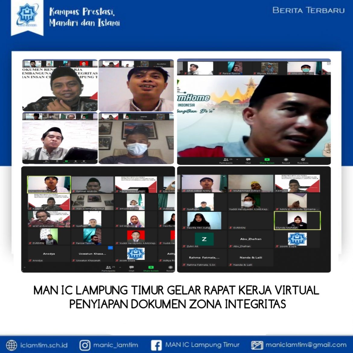 Antoni Pimpin Rapat Kerja Virtual Penyiapan Dokumen zona Integritas MAN IC