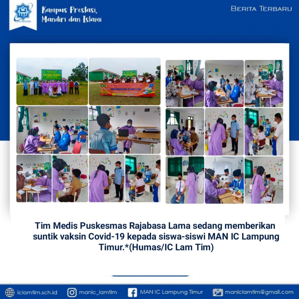 Kerjasama Dengan Puskesmas Rajabasa Lama, MAN IC Lampung Timur Laksanakan Vaksinasi Covid-19 Tahap II