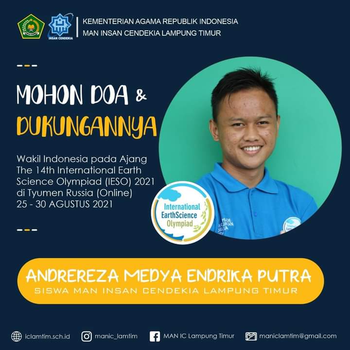 Pantik Prestasi di Tengah Pandemi, Siswa MAN IC Lampung Timur Wakili Indonesia di Olimpiade Kebumian Internasional