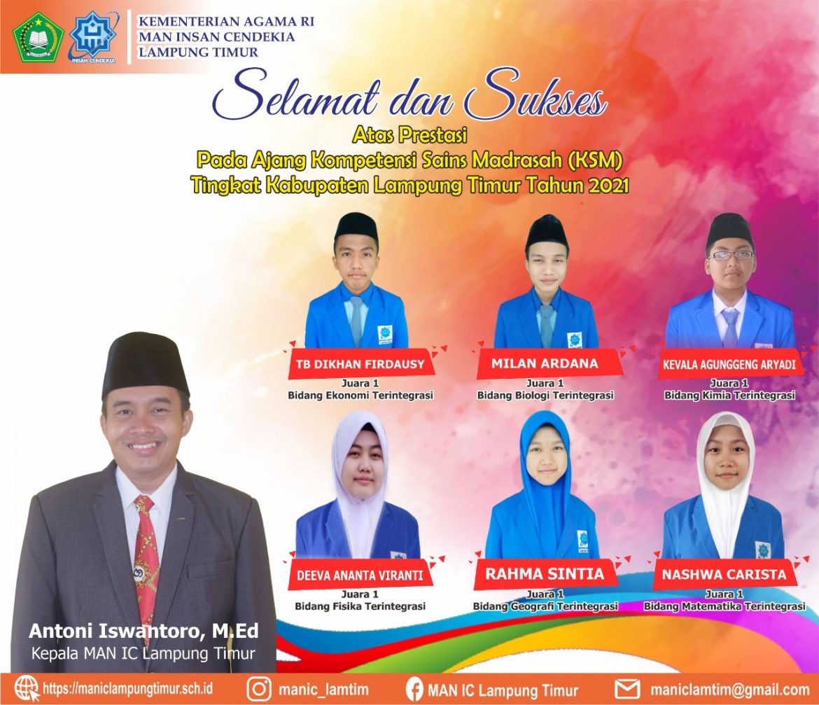 Enam Siswa MAN IC Lampung Timur Menjuarai KSM Tingkat Kab. Lampung Timur