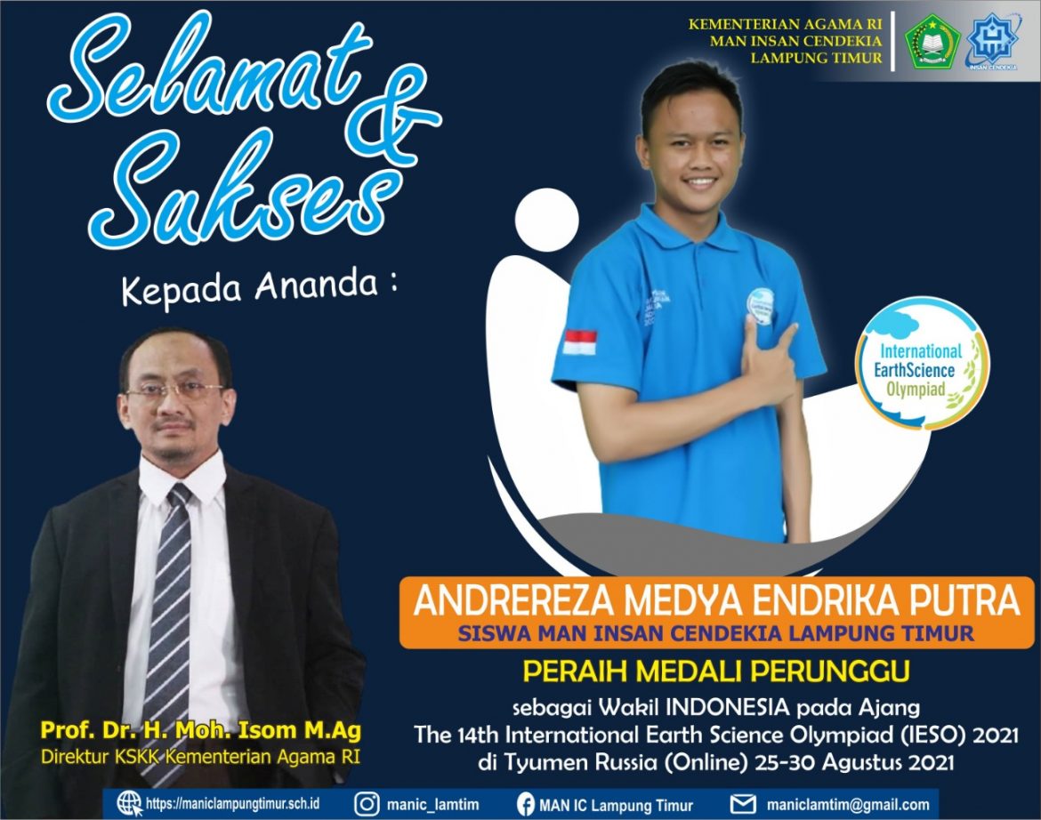 Kembali Ukir Prestasi, Siswa MAN IC Lampung Timur Raih Dua Medali Olimpiade Kebumian Internasional
