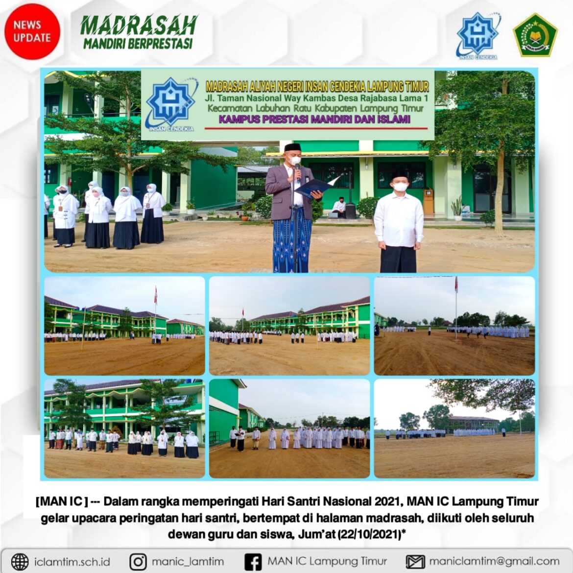 Peringati Hari Santri 2021, MAN IC Lampung Timur Gelar Upacara