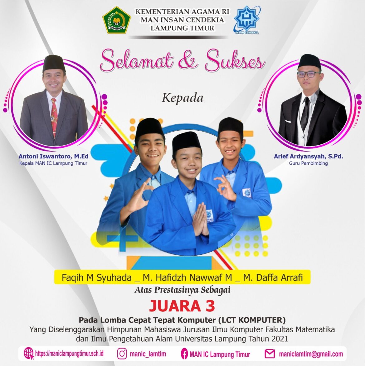 Selamat & Sukses Tim LCT Komputer MAN IC Lampung Timur