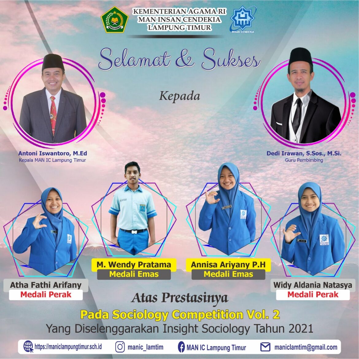 Empat Siswa MAN IC Lampung Timur, Sabet Medali Tingkat Nasional