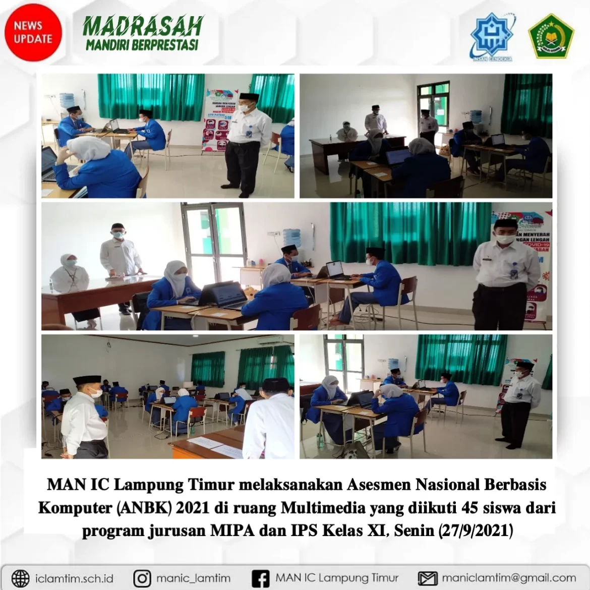 Pelaksanaan ANBK 2021 Hari Pertama di MAN IC Lampung Timur