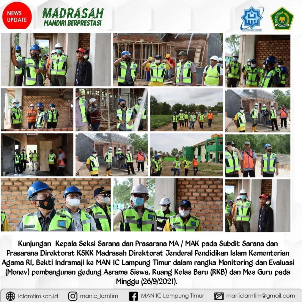 Kunjungan Kasi Sarpras MA/MAK Subdit Direktorat KSKK Madrasah, Monitoring Pembangunan Gedung SBSN MAN IC Lampung Timur