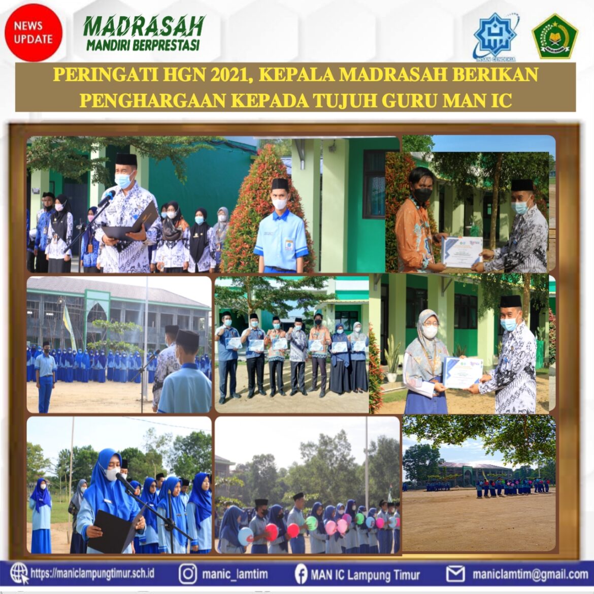 Peringati HGN 2021, Kepala Madrasah Berikan Penghargaan Kepada Tujuh Guru MAN IC