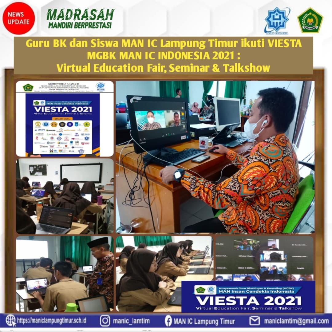 Guru BK dan Seluruh Peserta Didik MAN IC Lampung Timur Ikuti VIESTA MGBK MAN IC Indonesia 2021