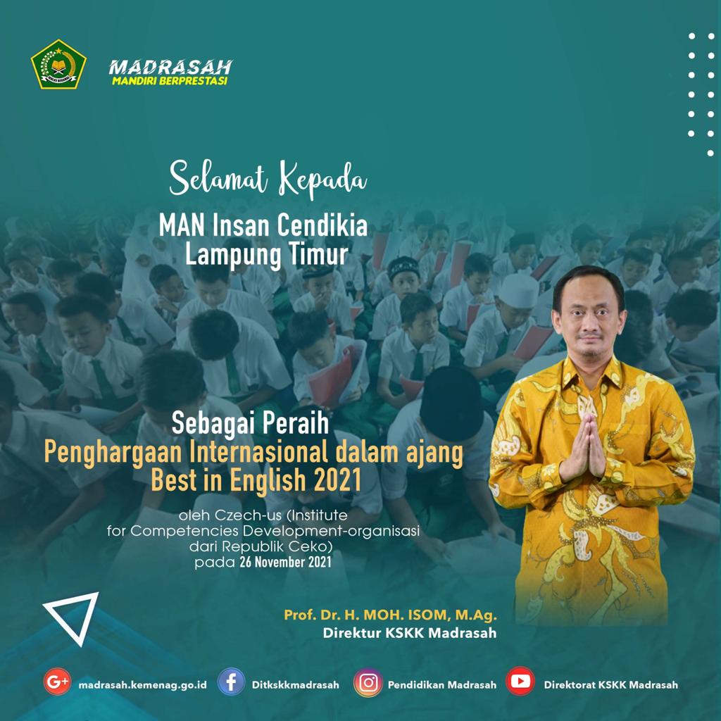 Direktur KSKK Madrasah Kemenag RI Beri Apresiasi Prestasi MAN IC Lamtim