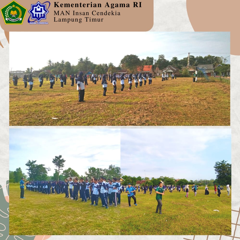 Kegiatan Senam Bersama Pasca Libur Hari Raya di Lapangan MAN IC Lampung Timur