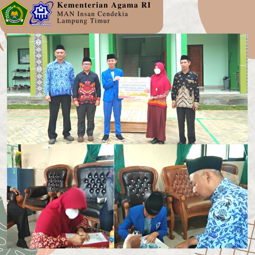 Penyerahan Beasiswa Prestasi bagi Siswa MAN IC Lamtim Juara Nasional Tahun 2022