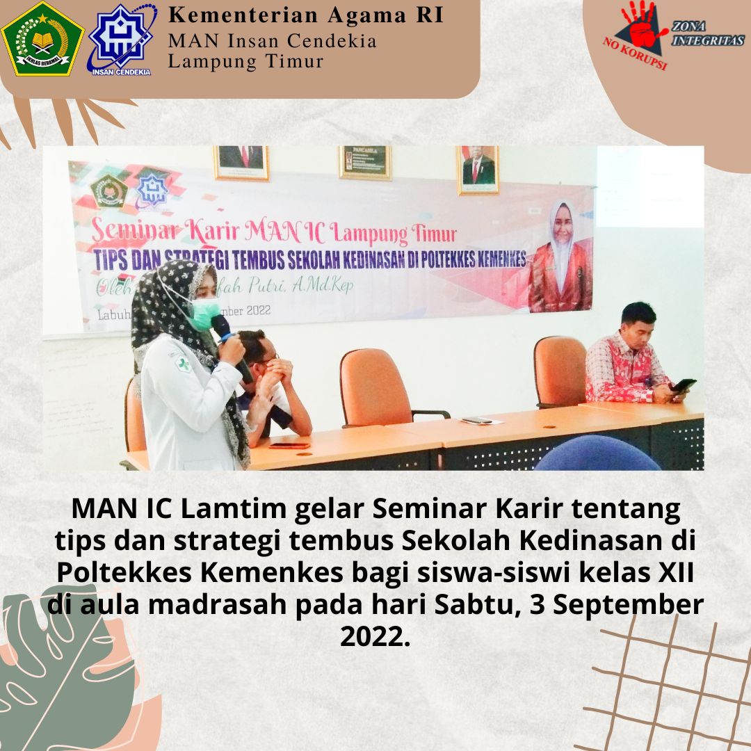 MAN IC Lamtim Gelar Seminar Karir Tips dan Strategi Tembus Poltekkes Kemenkes bagi Siswa Kelas XII