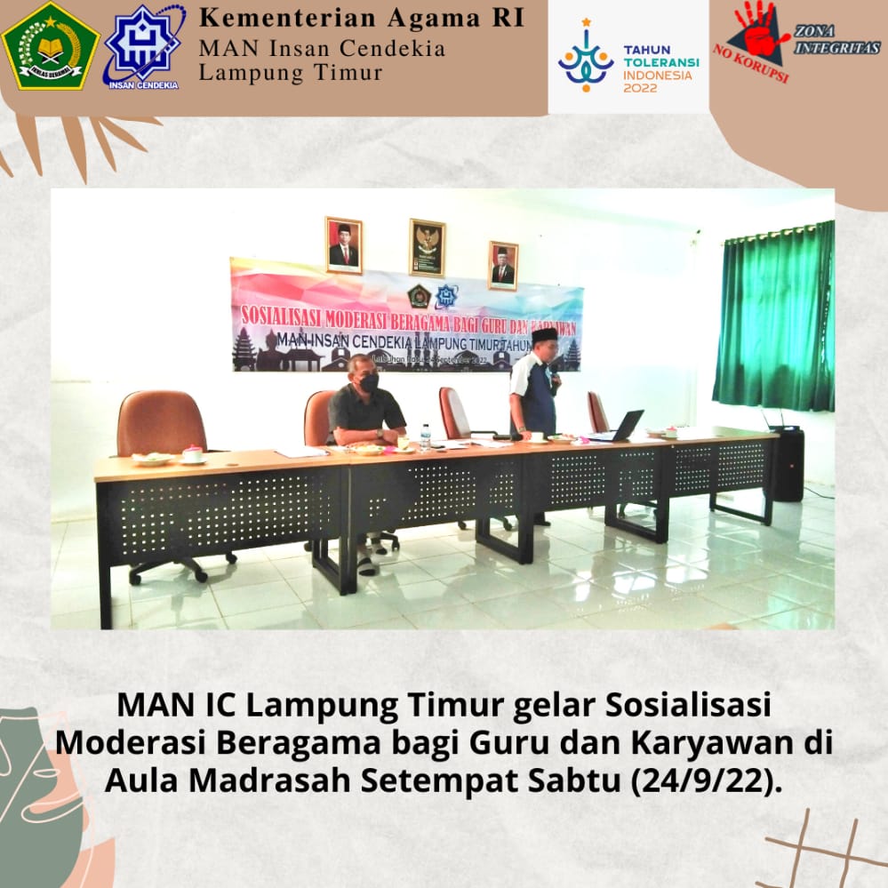 MAN IC Lamtim Gelar Sosialisasi Moderasi Beragama bagi Guru dan Karyawan
