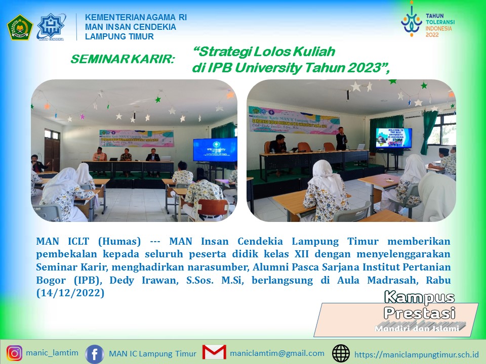 MAN IC Lamtim Gelar “Strategi Lolos Kuliah di IPB University Tahun 2023”