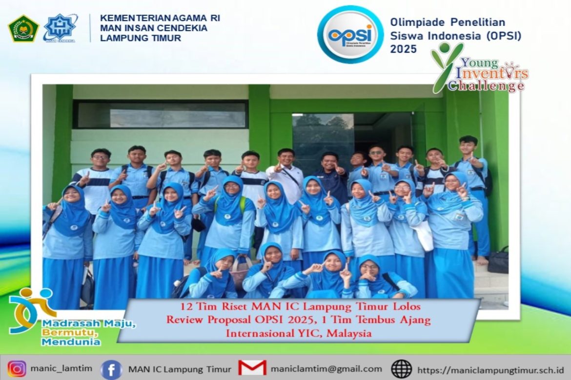 Prestasi Membanggakan: 12 Tim Riset MAN IC Lampung Timur Lolos Review Proposal OPSI 2025, 1 Tim Tembus Ajang Internasional YIC