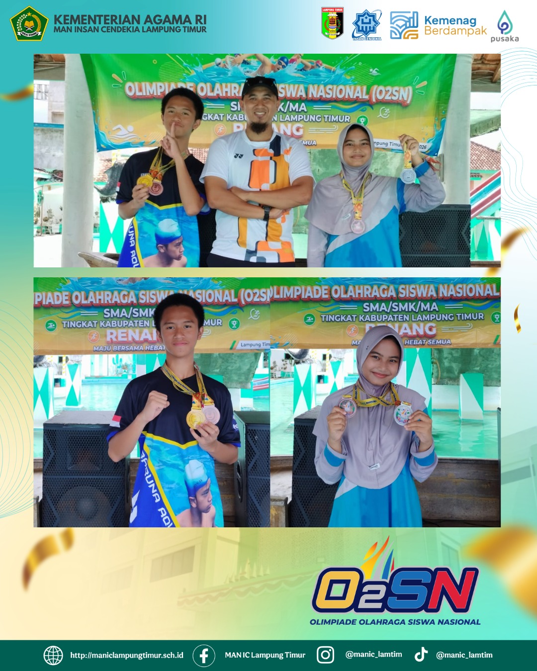 Mengukir Prestasi di Kolam Juara: Atlet Renang MAN IC Lampung Timur Raih Medali di O2SN 2026 Tingkat Kabupaten