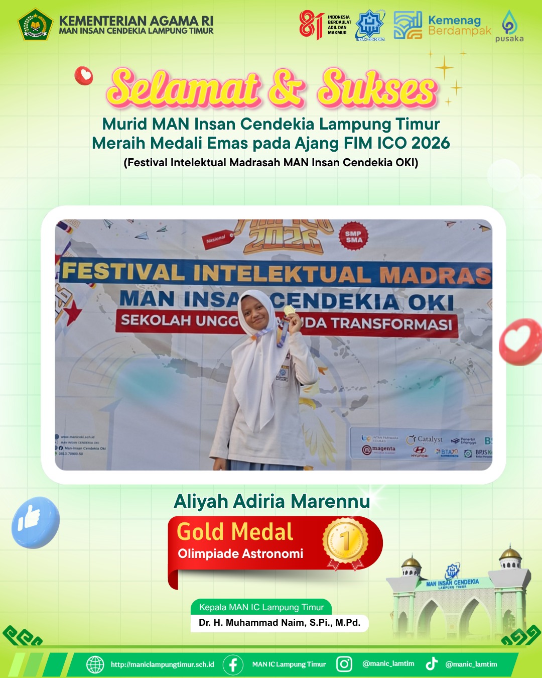 Tampil Gemilang di FIM ICO 2026, Aliyah Adiria Marennu Raih Medali Emas Olimpiade Astronomi